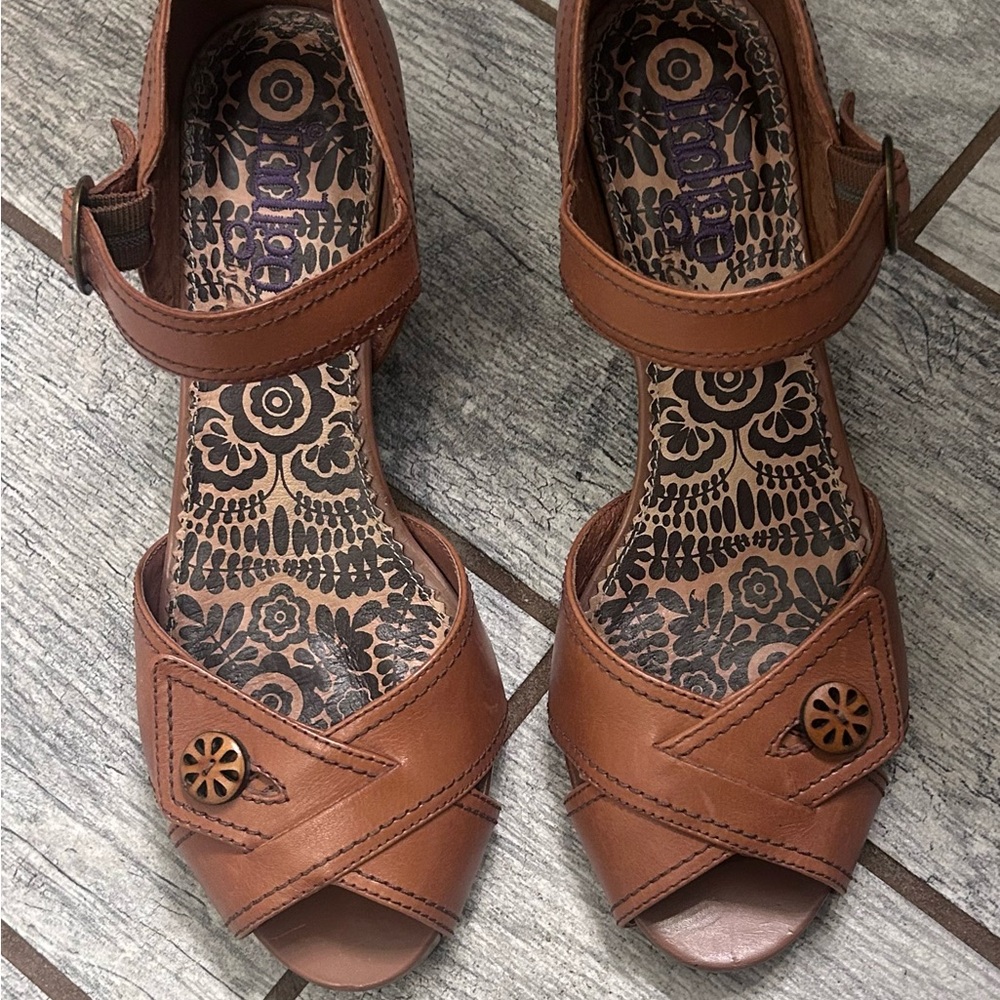 Clarks Indigo Brown Leather Sandals with Ankle Strap
